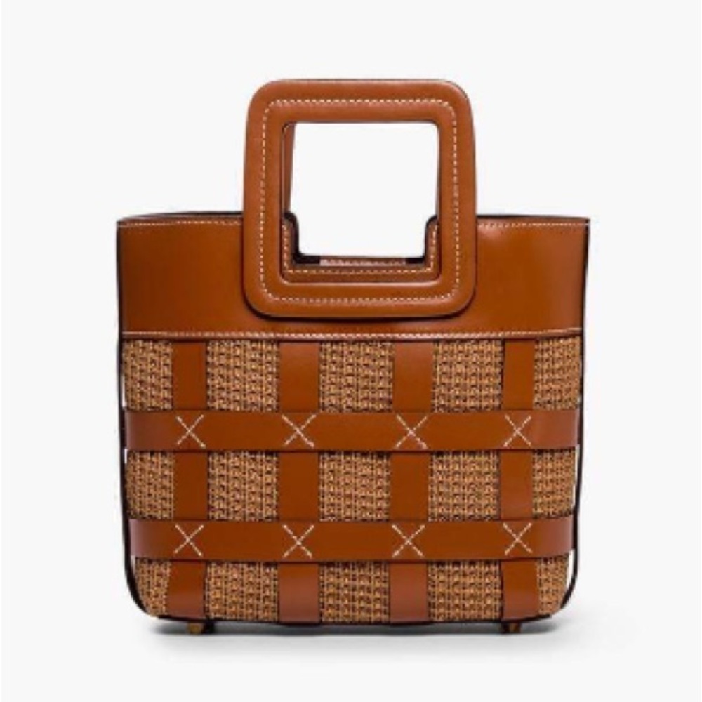 STAUD Raffia Mini Shirley Bag